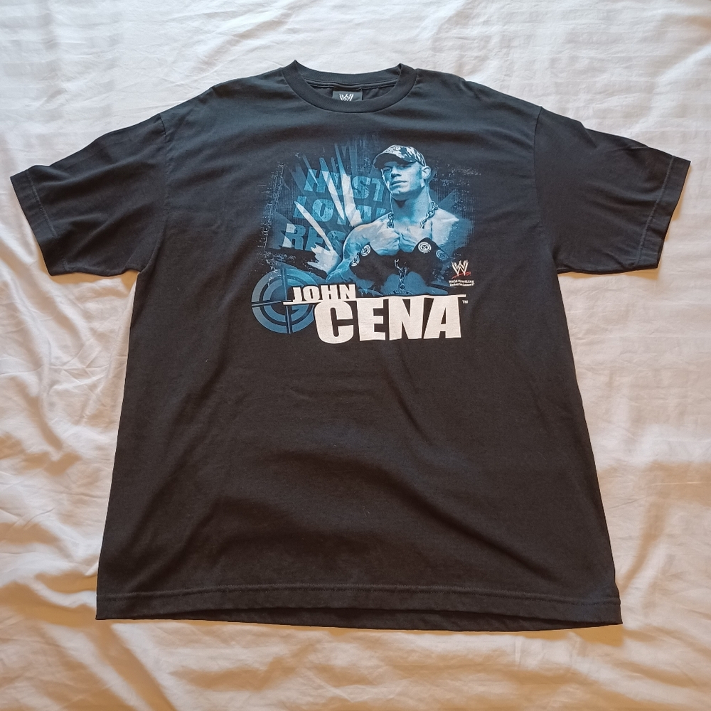 2002 Y2K WWE John Cena "Hustle Loyalty Respect" Black T-Shirt Adult XL Wrestling